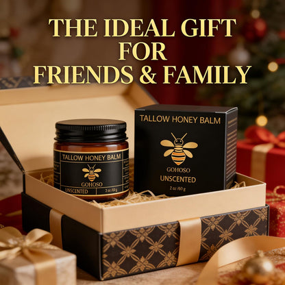 Beef Tallow Balm for Skin, Face & Body Moisturizer, Whipped Tallow Honey Balm Cream with Raw Honey, Grass Fed Cow Beef Tallow, Natural Formula for Dry & Sensitive Skin, 2 Oz