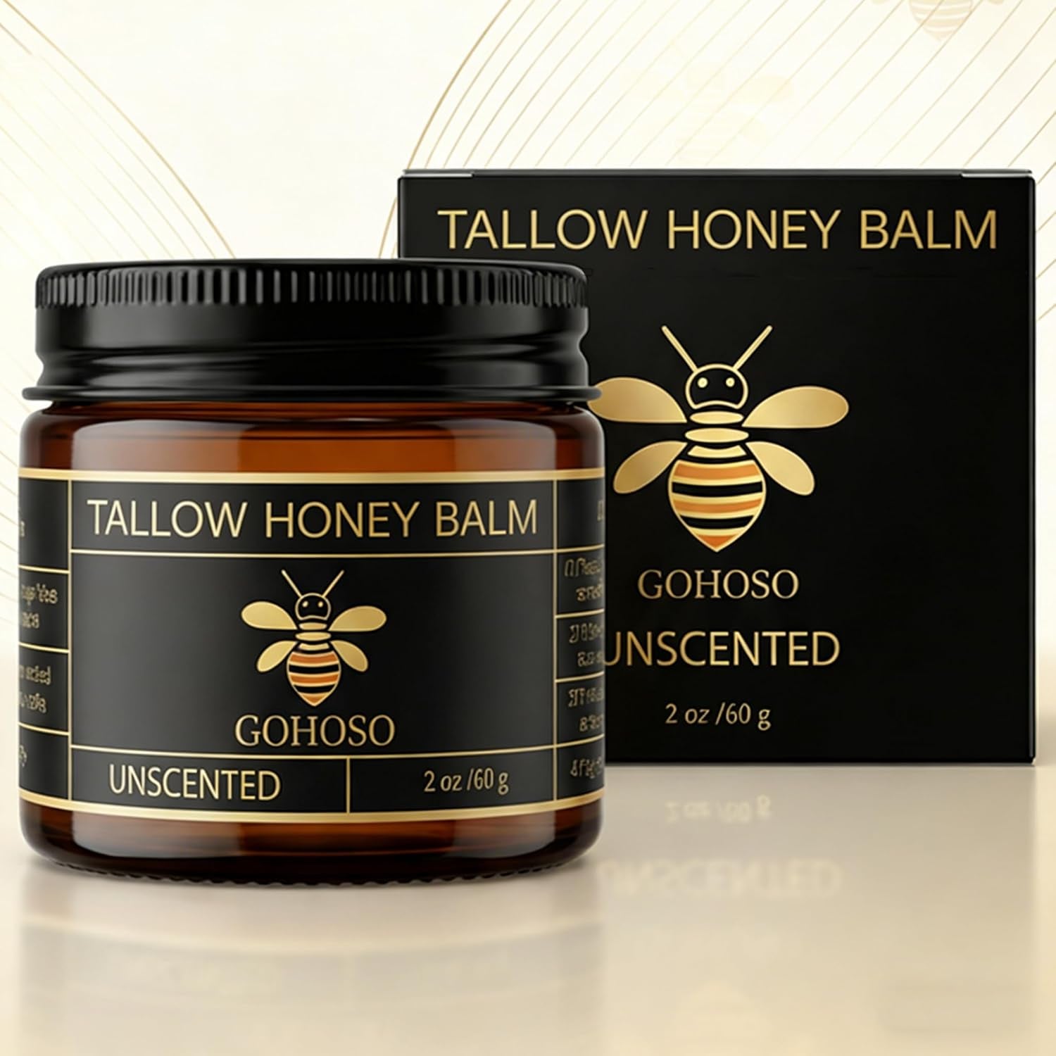 Beef Tallow Balm for Skin, Face & Body Moisturizer, Whipped Tallow Honey Balm Cream with Raw Honey, Grass Fed Cow Beef Tallow, Natural Formula for Dry & Sensitive Skin, 2 Oz