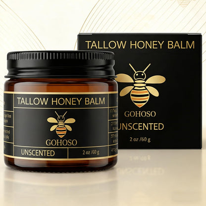 Beef Tallow Balm for Skin, Face & Body Moisturizer, Whipped Tallow Honey Balm Cream with Raw Honey, Grass Fed Cow Beef Tallow, Natural Formula for Dry & Sensitive Skin, 2 Oz